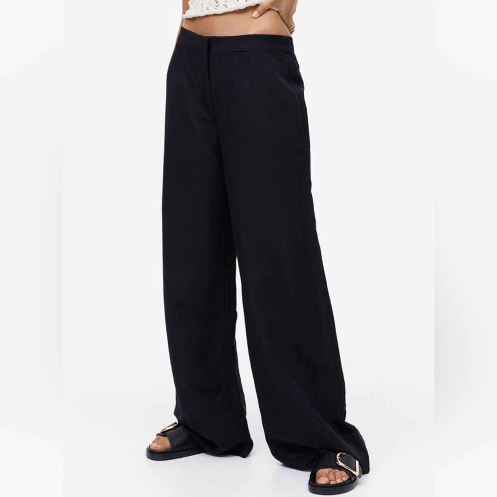 NWOT Black Wide-leg Linen Trouser - Size 10